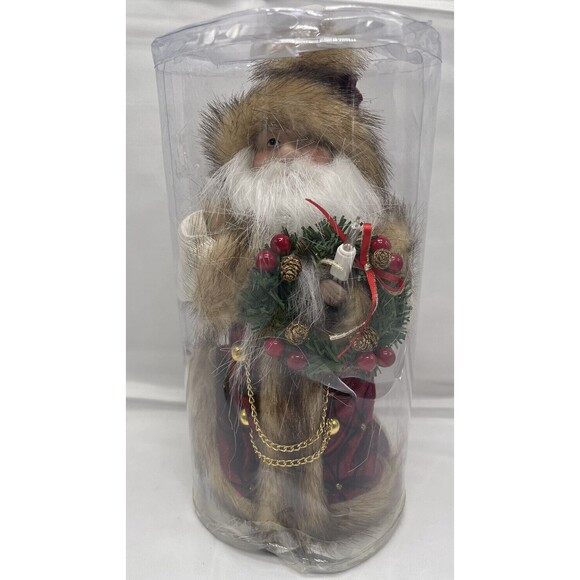 Kurt Adler 10 in. 10-Light Burgundy and Brown Santa Tree Topper Damage Box New - Picture 1 of 12